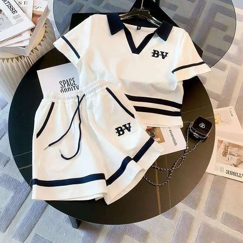Summer Sports Suit For Women New Fashionle Korean Style Loose Youthful Casual Shorts Two-Piece Set L26923