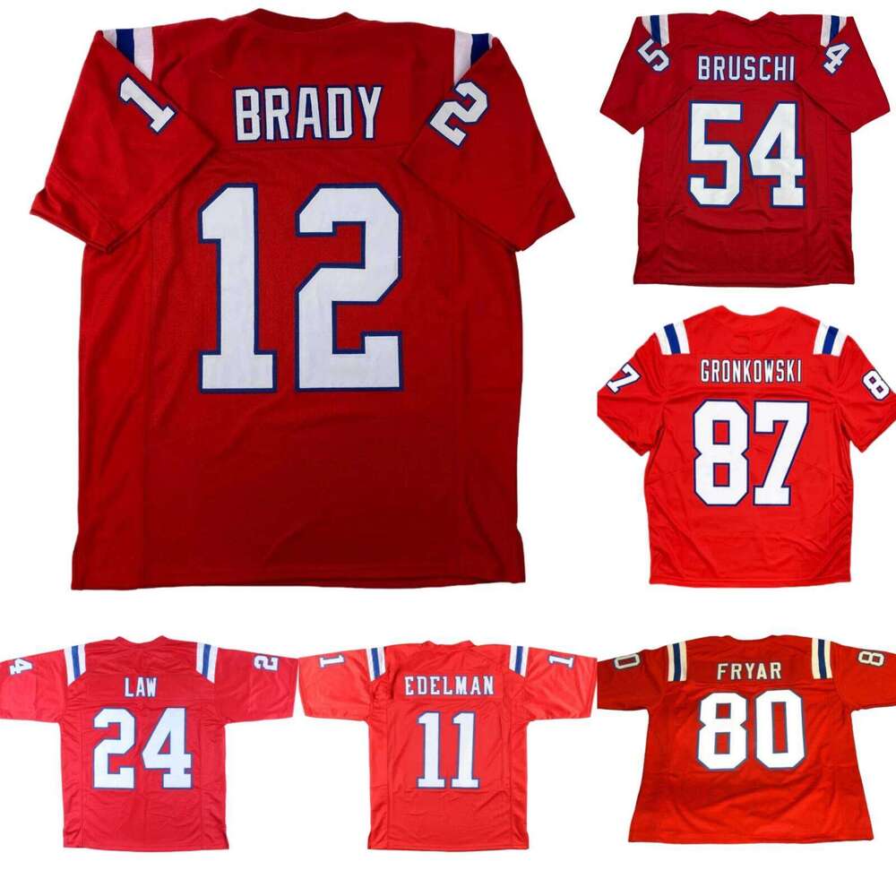 Custom Adult/Youth BRADY BRUSCHI GRONKOWSKI LAW EDELMAN FRYAR 2025 Red All Stitched Football Jersey Add any name number size XS-5XL 6XL