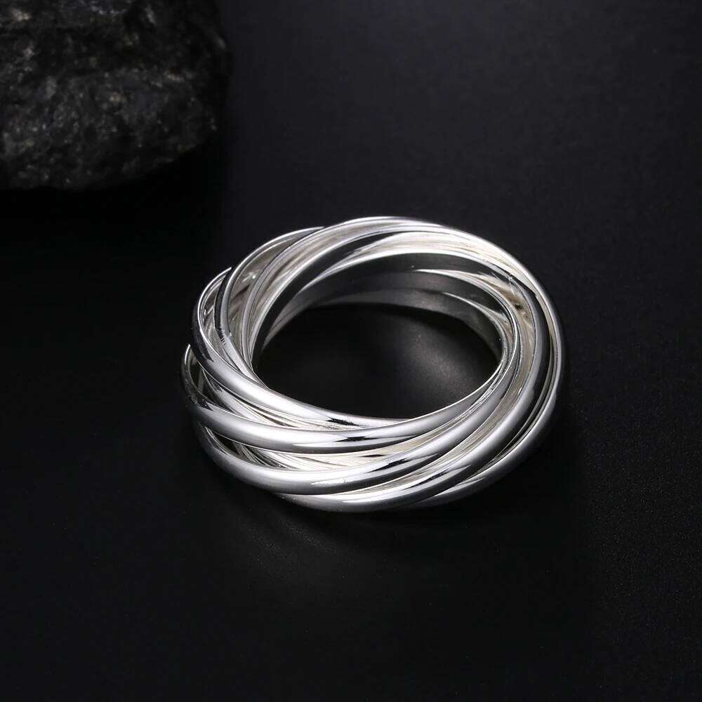 New 925 Sterling Silver fine Five Circles Ring For Women Man Fashion Folk-Custom Wedding Party Gifts classic streetwear Jewelry 8fdb9