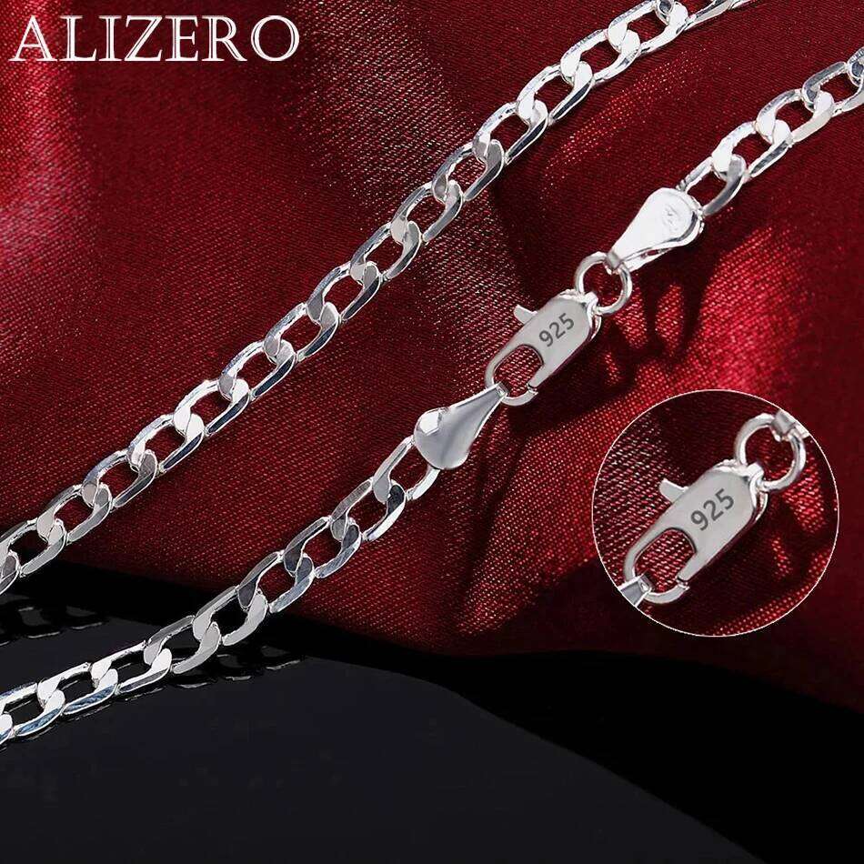 ALIZERO 925 Sterling Silver 16/18/20/22/24/26/28/30 inches 4mm Sideways Chain Necklace For Women Men Fashion Jewelry Gifts 6fd9d