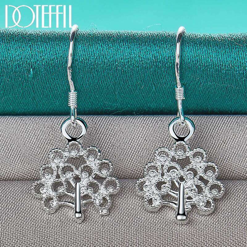 DOTEFFIL Tree Drop Earrings 925 Sterling Silver For Woman Lady Wedding Engagement Party Fashion Jewelry 1b44b