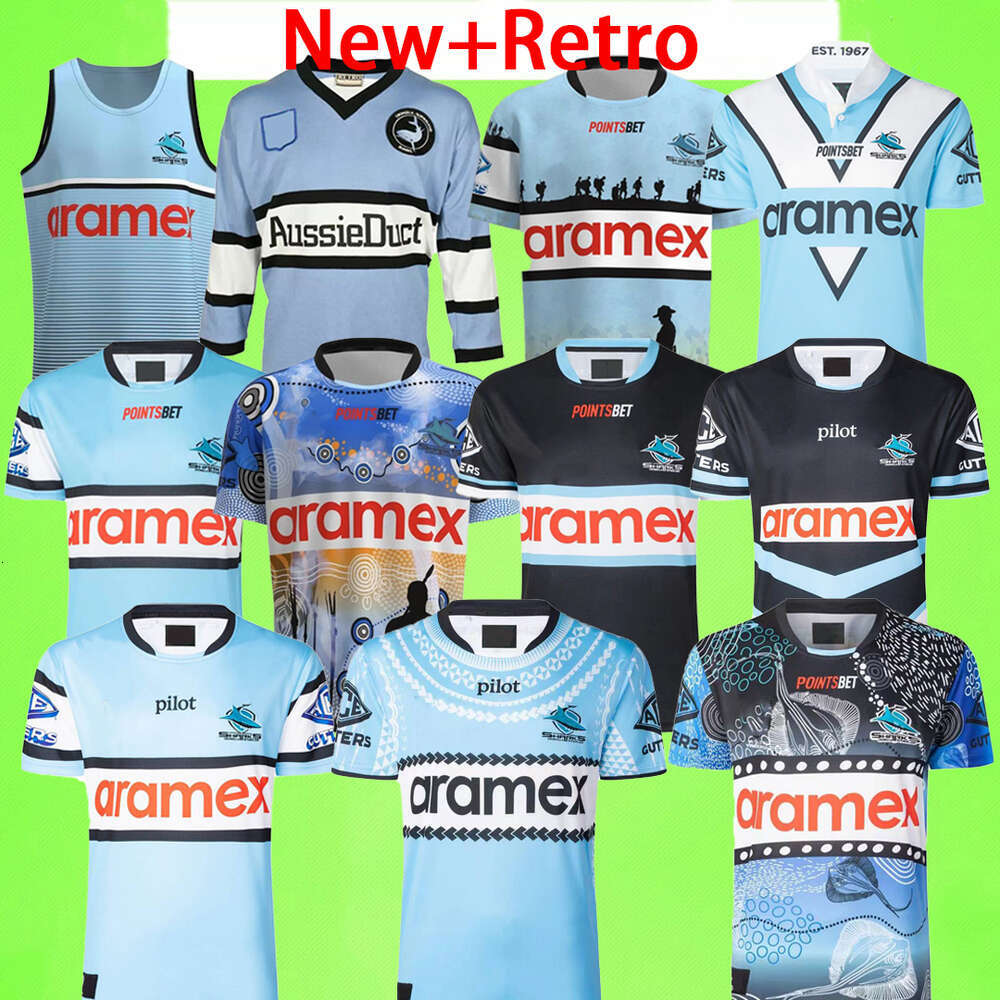 Retro + NEW Sharks HOME RUGBY JERSEY 2025 2026 2027 2028 Sutherland MEN'S TRAINING TEE SHIRT SINGLET SHORTS 25 26 27 28 Size:S-5XL Cronulla