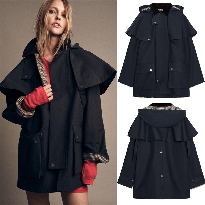 Chic Autumn Womens Removable Hooded Coat Loose Long Jackets Pockets Zipper Outwear 2025 Female Casual Waterproof Streetwear251219ww