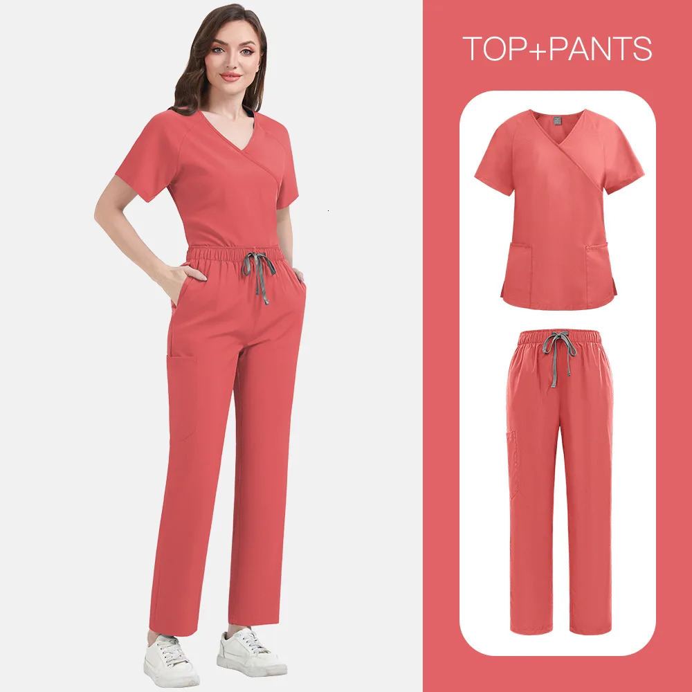 Slim Fit Uniforms Woman Scrubs Sets Hospital Women Clothes Nurse Accessories Dental Clinic Beauty Salon Spa Workwear Set 260106