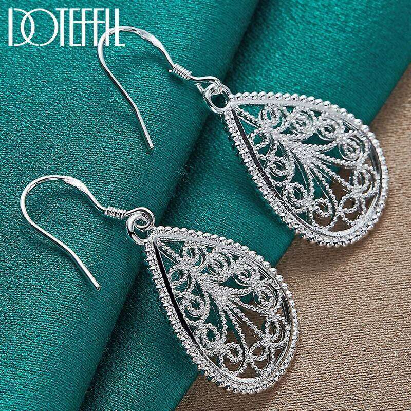 DOTEFFIL 925 Sterling Silver Water Droplet Drop Earrings For Women Party Gift Fashion Wedding Engagement Charm Jewelry a8989