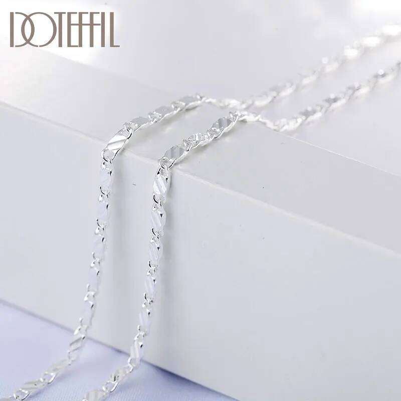 DOTEFFIL 925 Sterling Silver 16/18/20/22/24/26/28/30 Inch 2mm Charm Chain Necklace For Women Man Fashion Wedding Party Jewelry 2aa3b