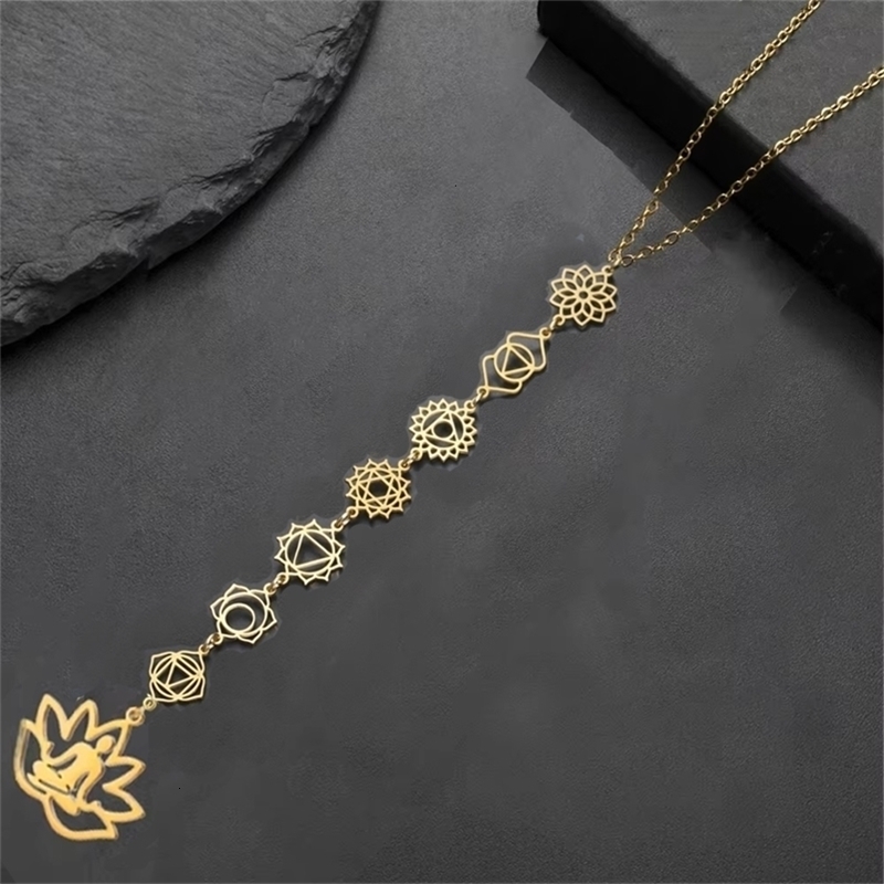 7 Chakra Yoga Necklace Stainless Steel Pendant for Meditation Boho Spiritual Gift 251224