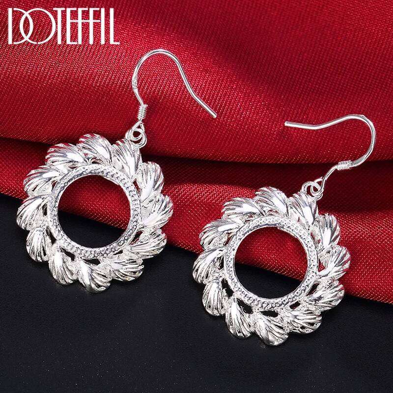 DOTEFFIL Round Hot Wheels Drop Earring 925 Sterling Silver Woman Wedding Engagement Party Fashion Jewelry For Women 35c86