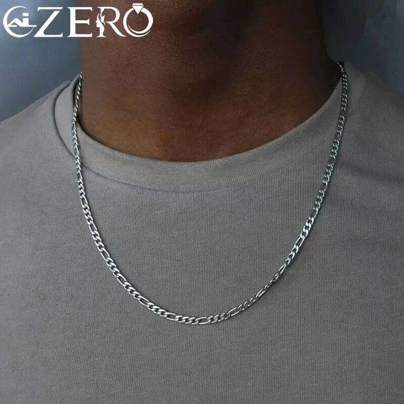 40-75cm 925 Silver 4mm Figaro Chain for Women Men Long Necklace Hip Hop Jewelry Gift 2acd3