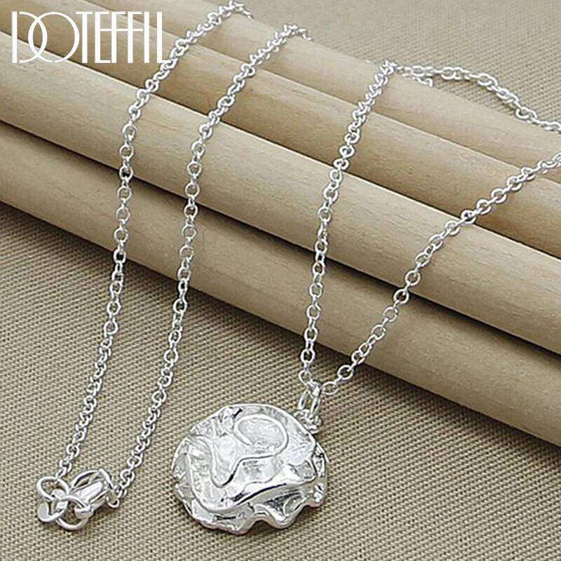 DOTEFFIL 925 Sterling Silver Rose Flower Pendant Necklace For Woman Wedding Engagement Party Charm Jewelry 2d93a