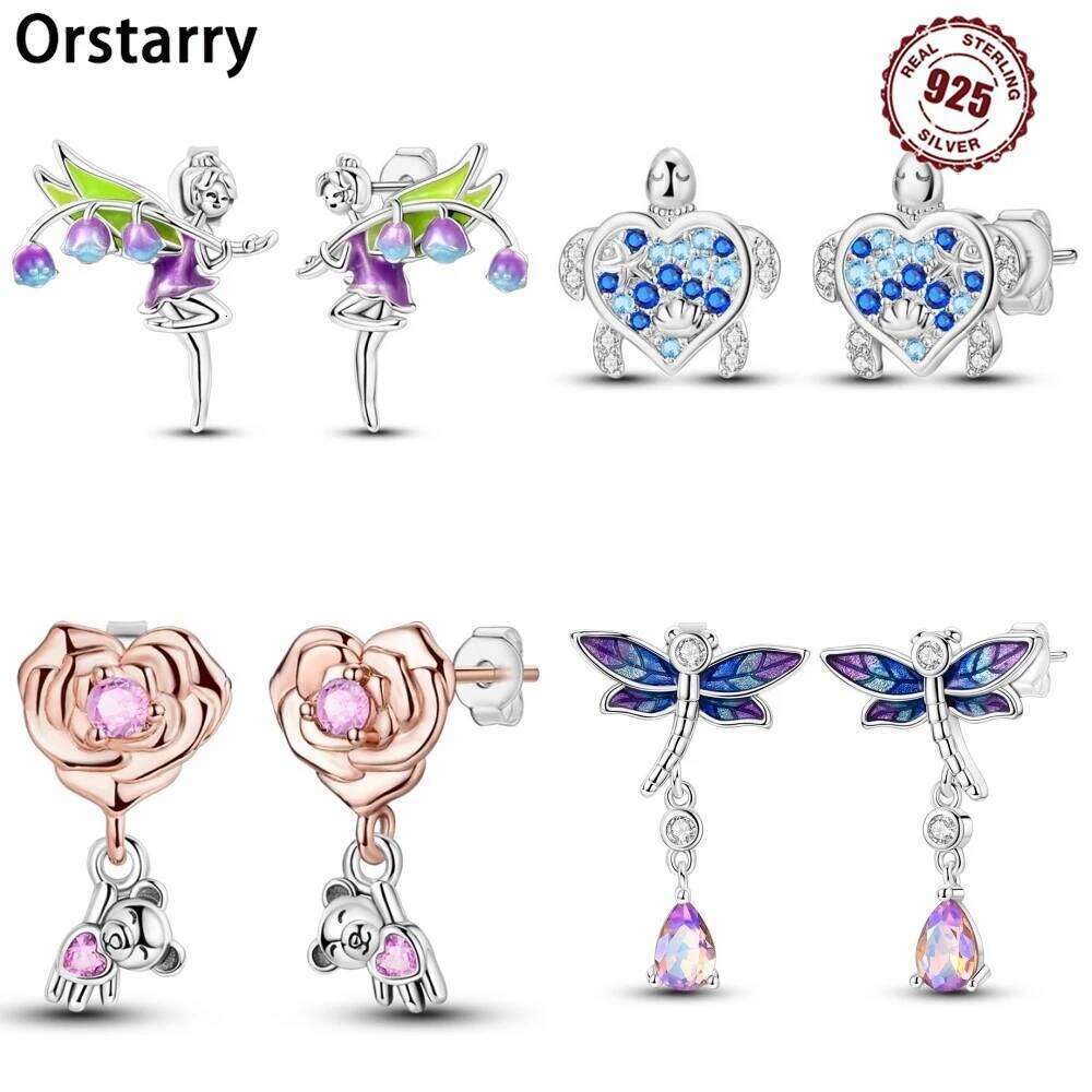 925 Sterling Silver Purple Lily of the Valley Elf Stud Earrings For Lady S925 Jewelry Party Exquisite Birthday Gifts 528be