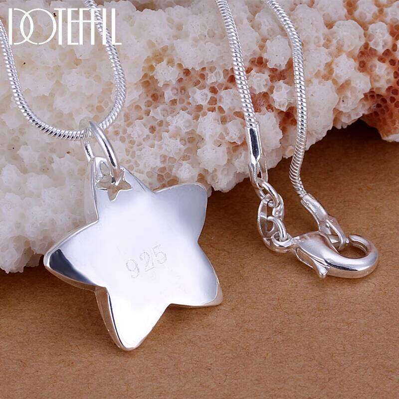 DOTEFFIL Genuine 925 Sterling Silver Star Pendant Necklace 18-30 inches Chain For Woman Man Charm Fashion Jewelry 730ed