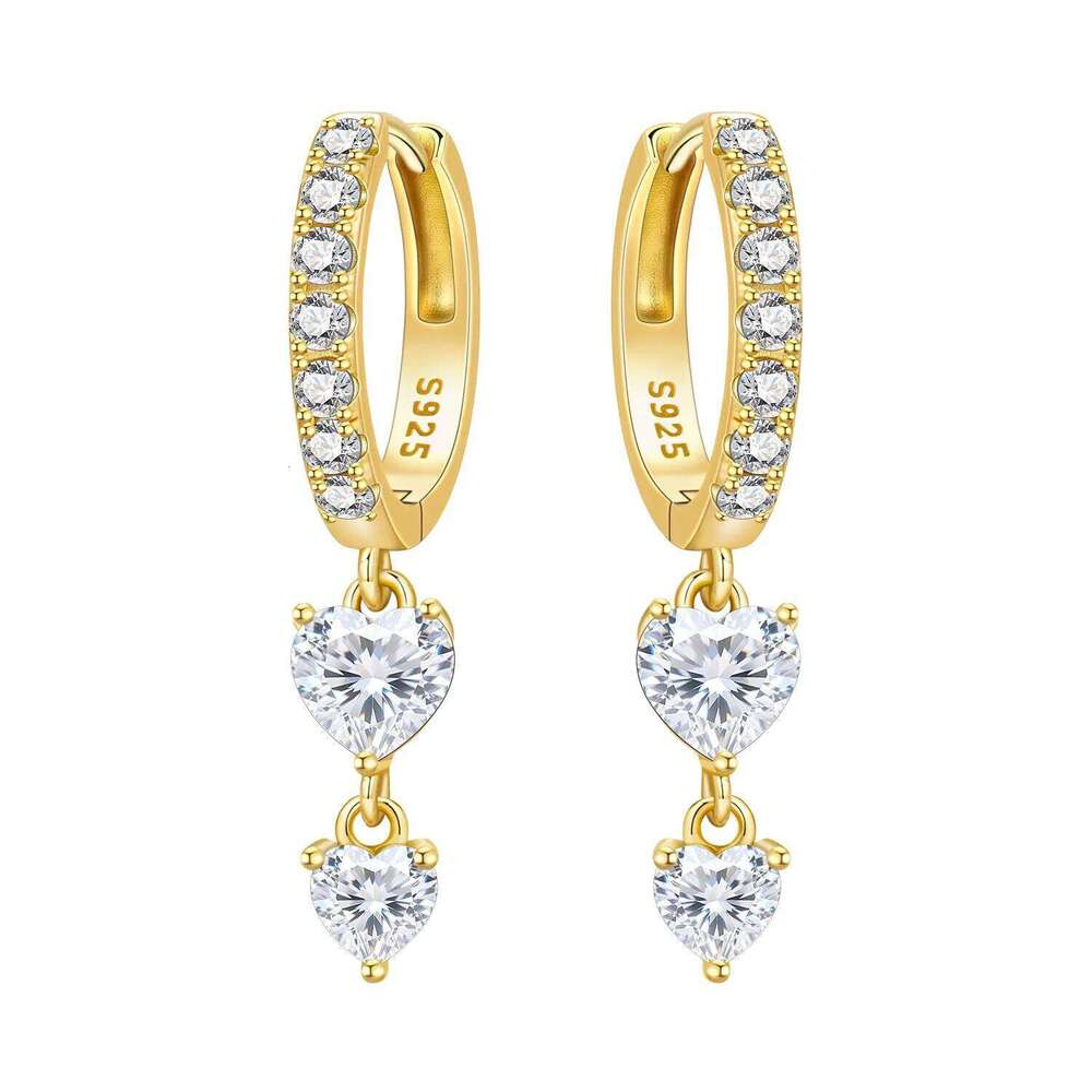 Orstarry 925 Sterling Silver 18K Gold Heart-shaped Zircon Drop Women Earrings Fashion Party Original Jewelry Gifts a7658