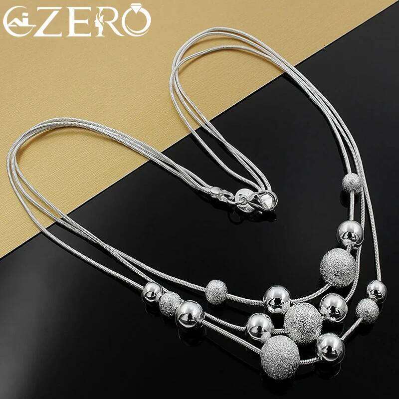 Fine Jewelry Charm 925 Sterling Silver Bead Necklace Classic High Quality Fashion for Women Lady Wedding Chain Gift 9c477