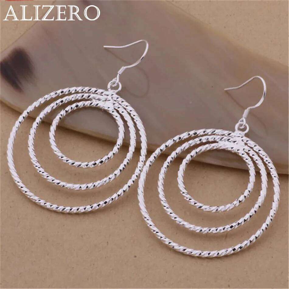 Hot classic Pretty 925 Sterling Silver Three circle drop Earrings for Women High Quality Fashion Party wedding Jewelry Gifts 149a8