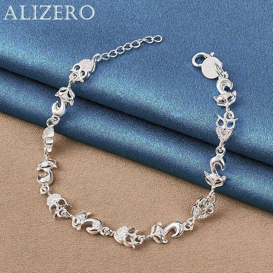 ALIZERO 925 Sterling Silver Fox Owl Bracelets Chain For Women Girl Charms Wedding Party Gifts Fashion Jewelry