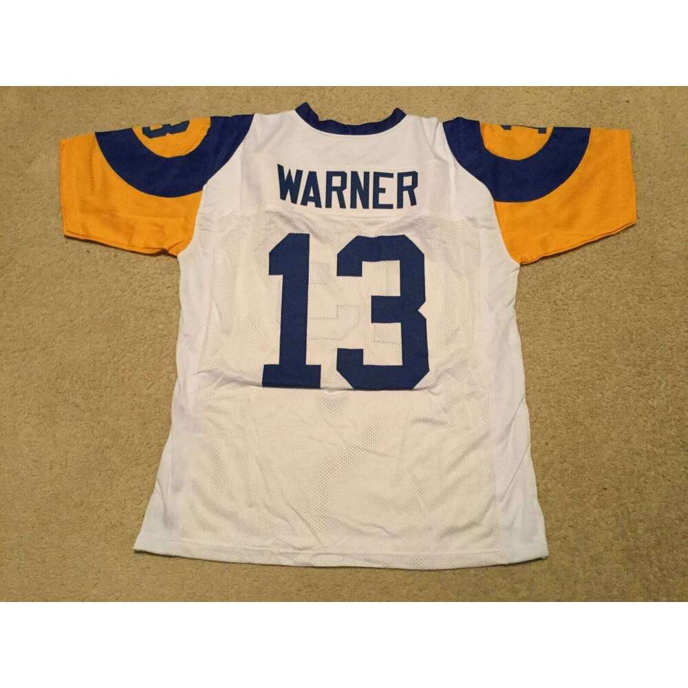CUSTOM Sewn Stitched Kurt Warner White Football Jersey Add any name number size XS-5XL 6XL