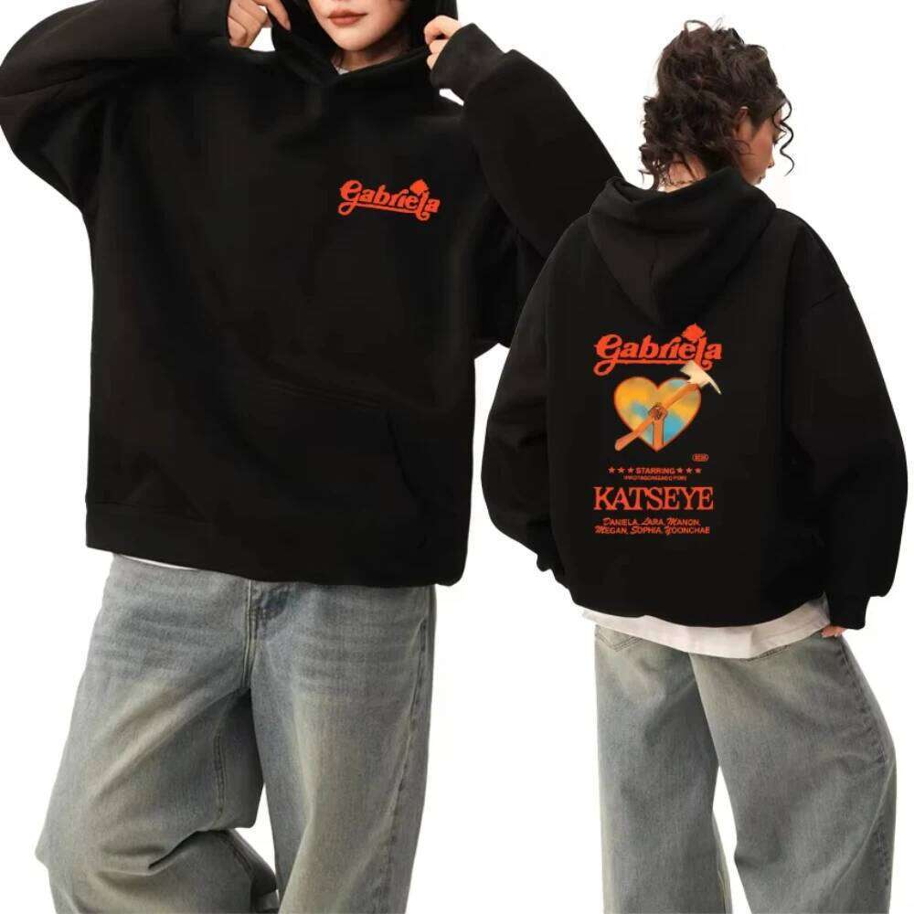 Music Group KATSEYE Gabriela Song Double Sided printed Hoodies New male Trend pullovers Men women Fleece Long sleeve Sweatshirts XJ260107