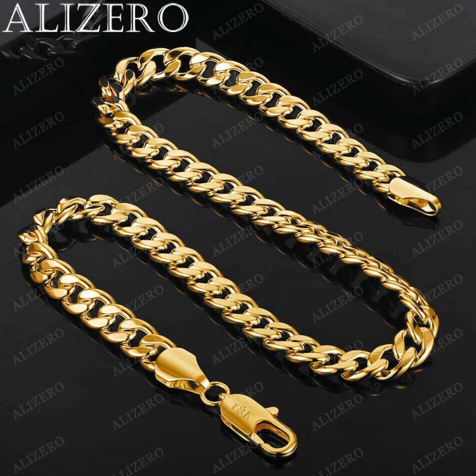 ALIZERO 18K Gold Necklace 20 Inches Cuban Necklaces For Men Women Fine Jewelry Gifts Personality Fashion Hip Hop Chain 00cf7