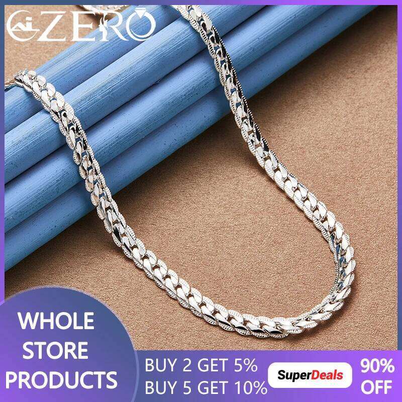 Special Offer 925 Sterling Silver 16/18/20/22/24 Inches Classic 6mm Chain Necklace For Men Women Wedding Fashion Luxury Jewelry cfab3