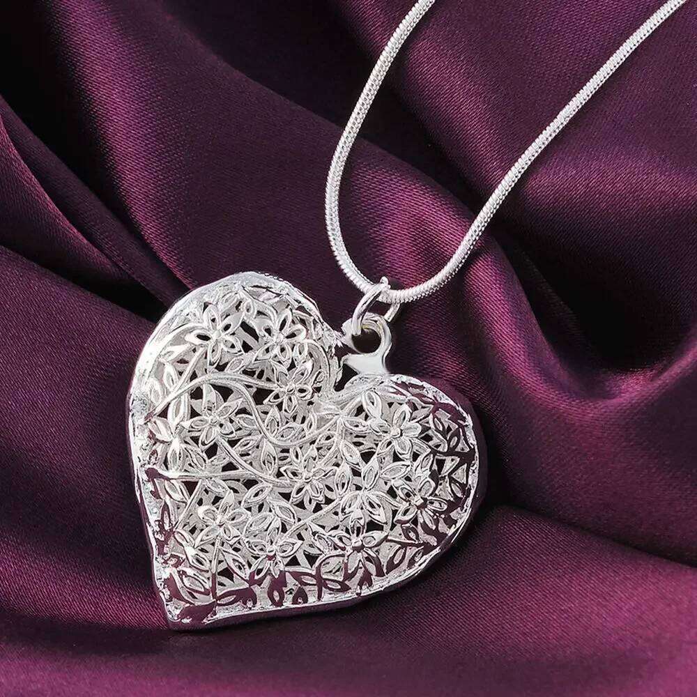 Wholesale Different Fashion 925 Sterling Silver Jewelry Elegant Charms Wedding Exquisite Heart Necklace Women 9e76e