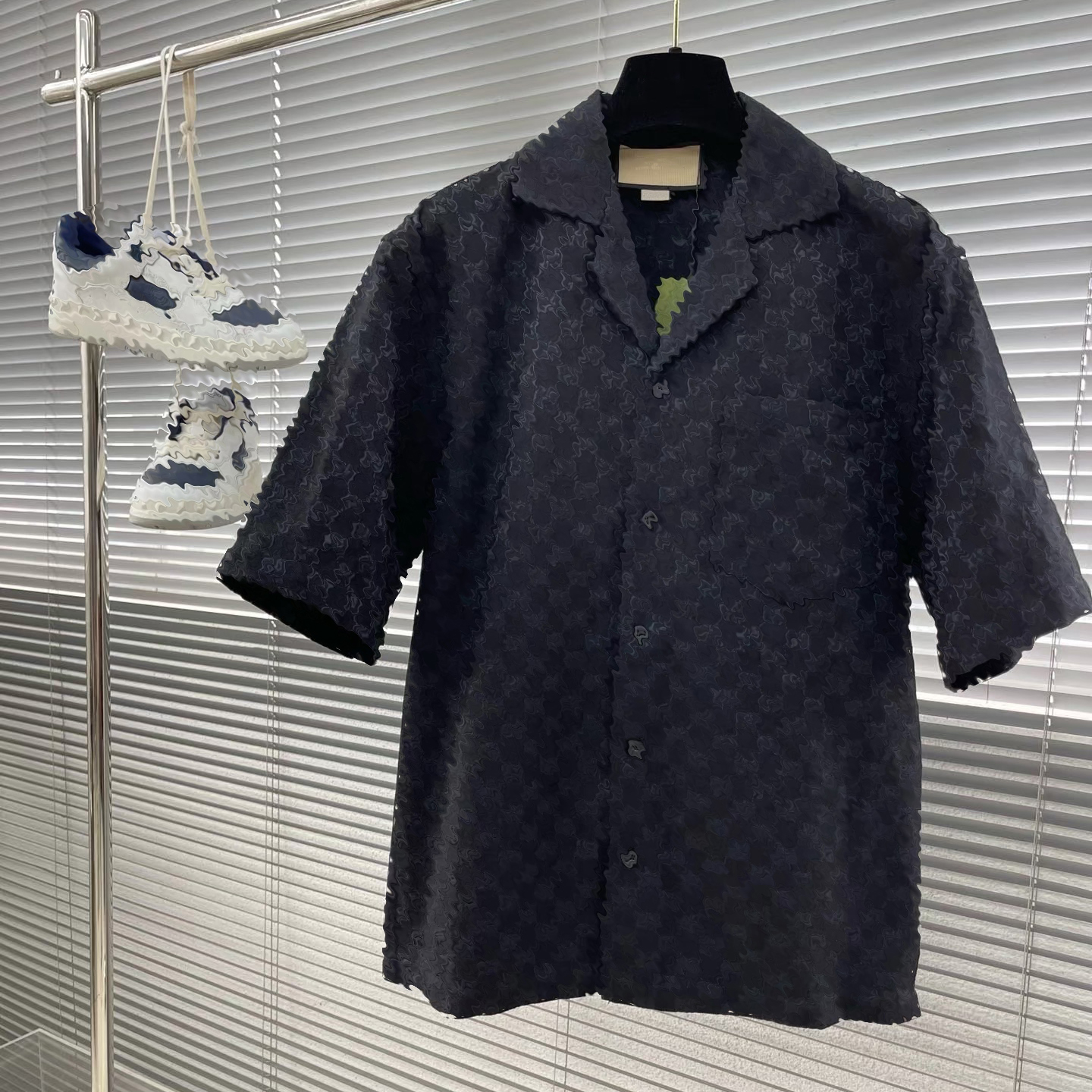 Designer brand high-quality men's shirt short sleeved set shirt men's casual shirt classic style jacquard letter single breasted shirt sui