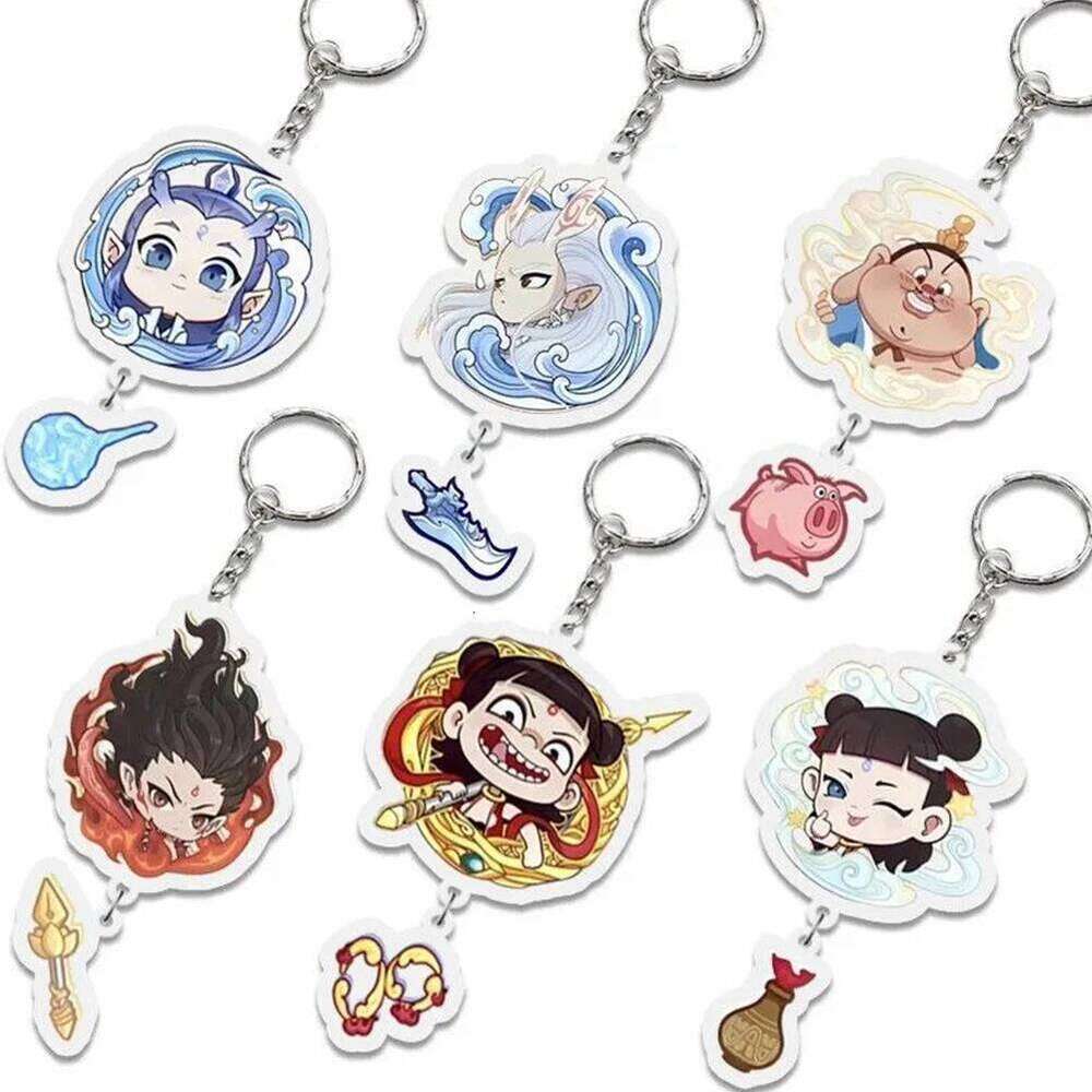 Movies Peripheral Acrylic Key Ring Ne Zha Car Schoolbag Pendant Gift For Fans Friends Y260107b-image-1091080925