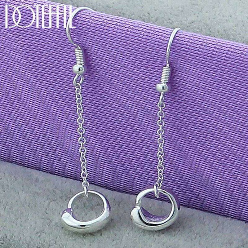 DOTEFFIL 925 Sterling Silver Water Droplets Long Drop Earrings For Woman Wedding Engagement Fashion Party Charm Jewelry 72dbd
