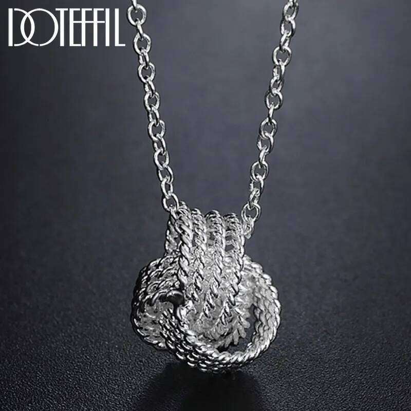 DOTEFFIL 925 Sterling Silver 18 Inch Tennis Pendant Necklace For Women Fashion Wedding Engagement Party Charm Jewelry 1b95b