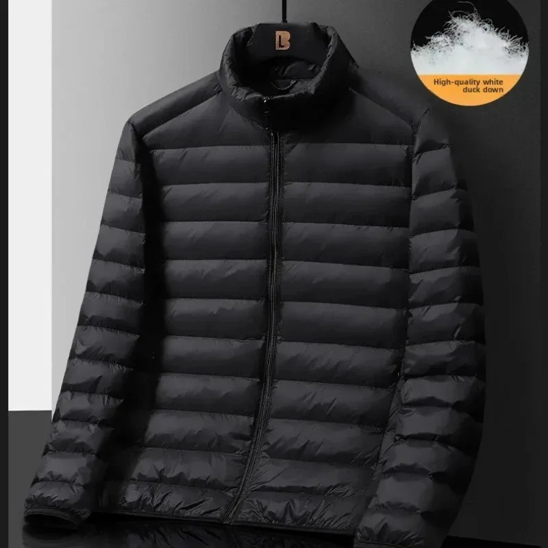 Mens Winter Jacket Ultra Light Duck Down Jackets Portable Stand Collar Puffer Feather Thin Parkas Windproof Outdoor Coat Skiing 251225