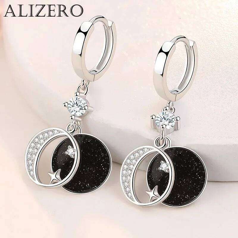 Fashion Female Earrings 925 Sterling Silver Needle Star Moon Inlaid Cubic Zircon Earring Wedding Jewelry Girlfriend Gift Brincos a1ebb