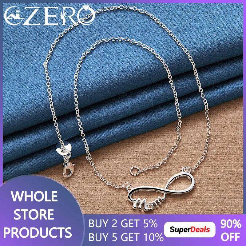 ALIZERO 925 Sterling Silver Mom Pendant 18 Inch Chain Necklace For Women Fashion Wedding Engagement Party Fine Jewelry Gifts 47a86