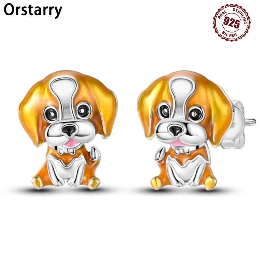 925 Sterling Silver Cute Little Dog Animal Pet Stud Earrings For Lady S925 Jewelry Party Exquisite Birthday Fine Gifts a726f
