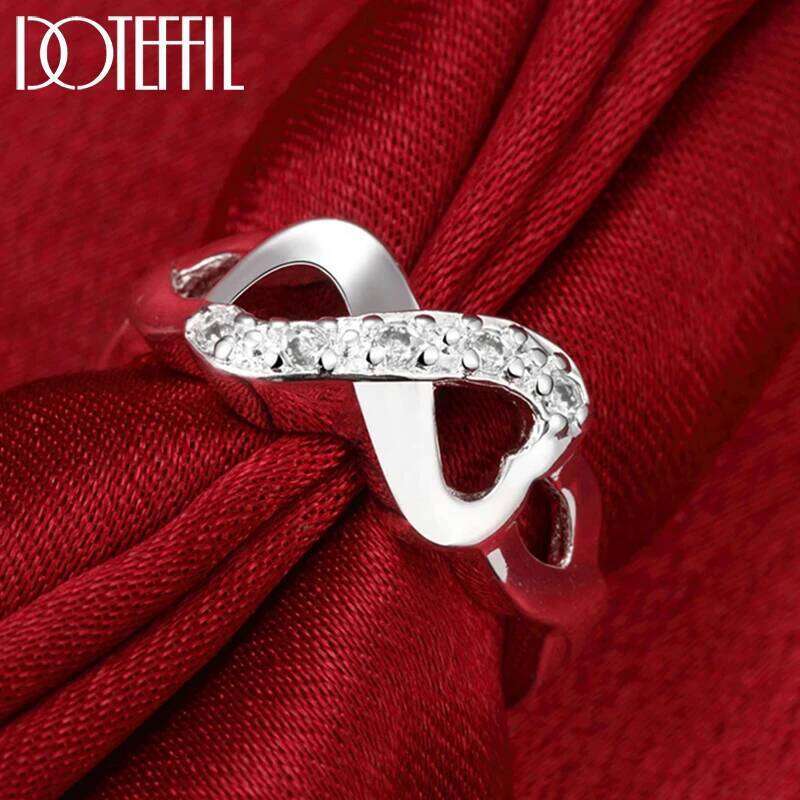 DOTEFFIL 925 Sterling Silver AAAAA Zircon Heart Ring Fashion Wedding Engagement Party Gift Charm Jewelry 771e7
