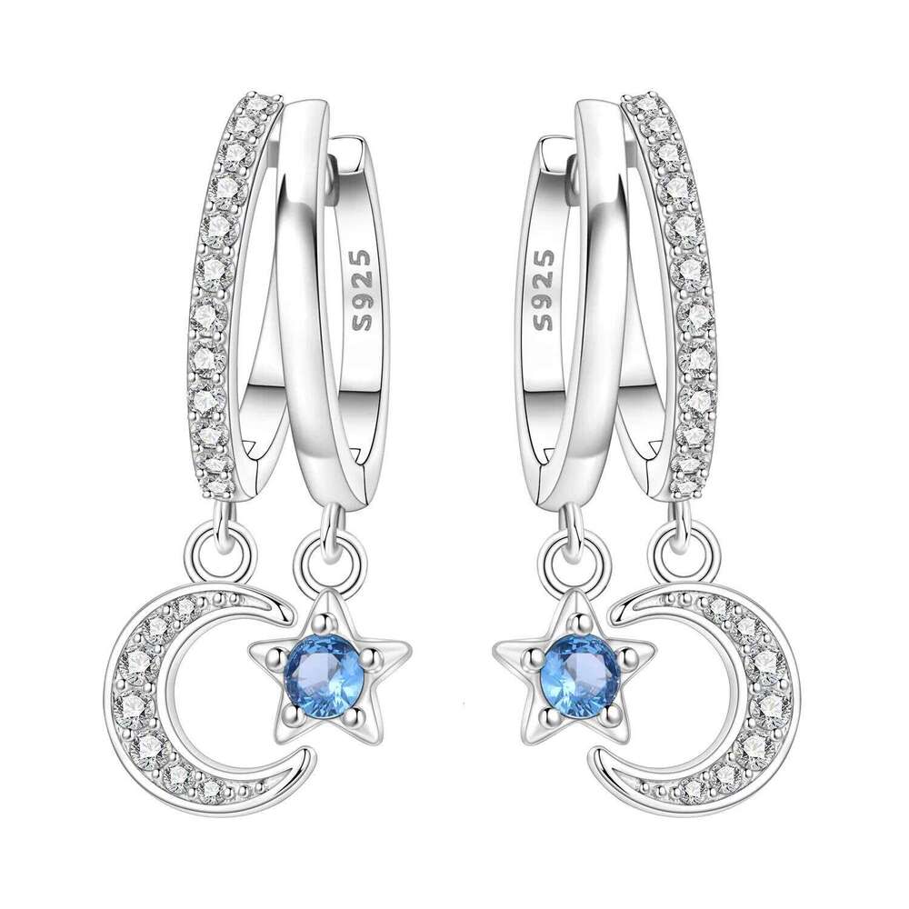 Orstarry 925 Sterling Silver Double Circle Star Moon Original Drop Earrings Jewelry Party Anniversary Gifts bacbf