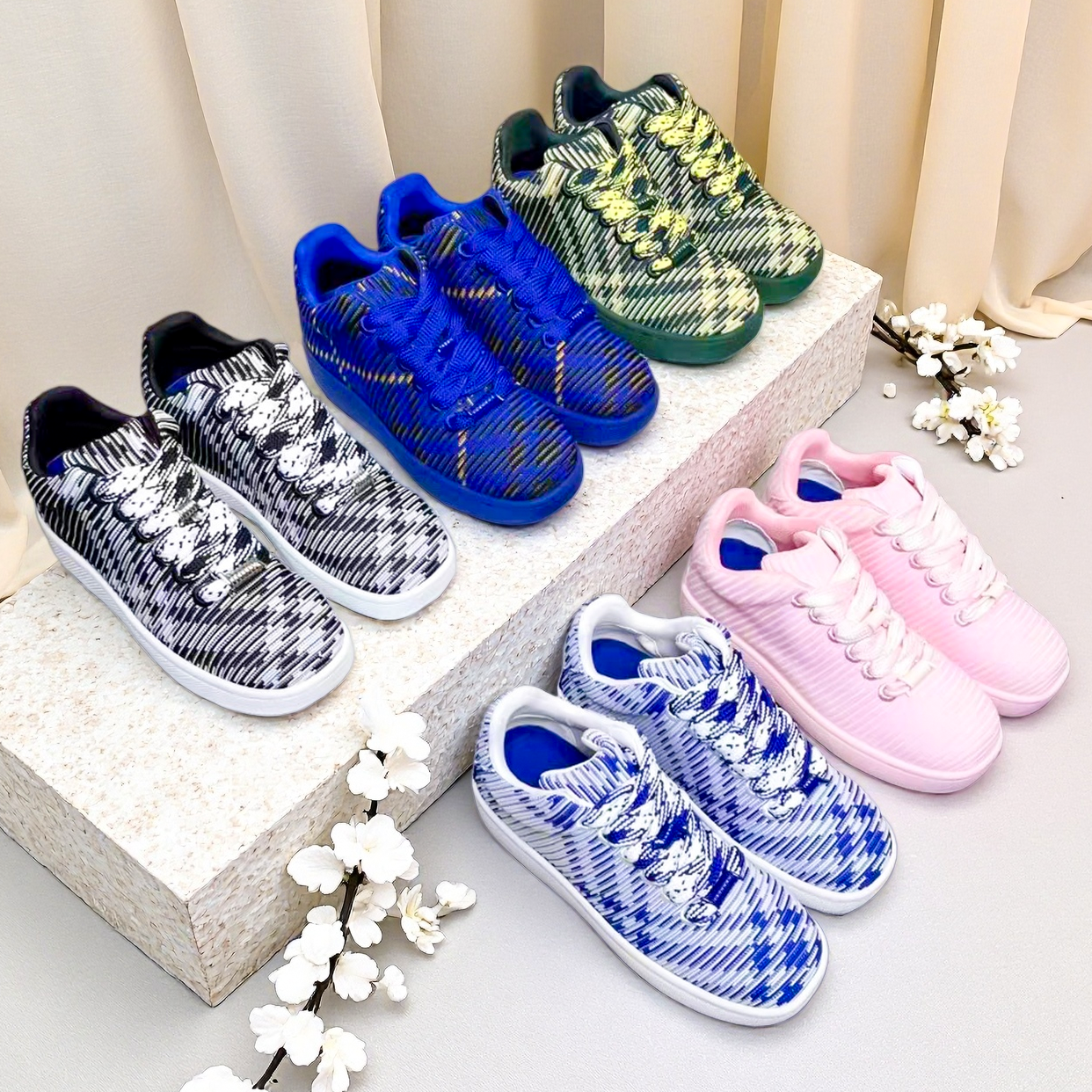 Classic stripes chunky sneaker Box platform Designer shoe man womens Luxury puffy trainer shoe Knitted Leather EKD embossed sport casual run soccer