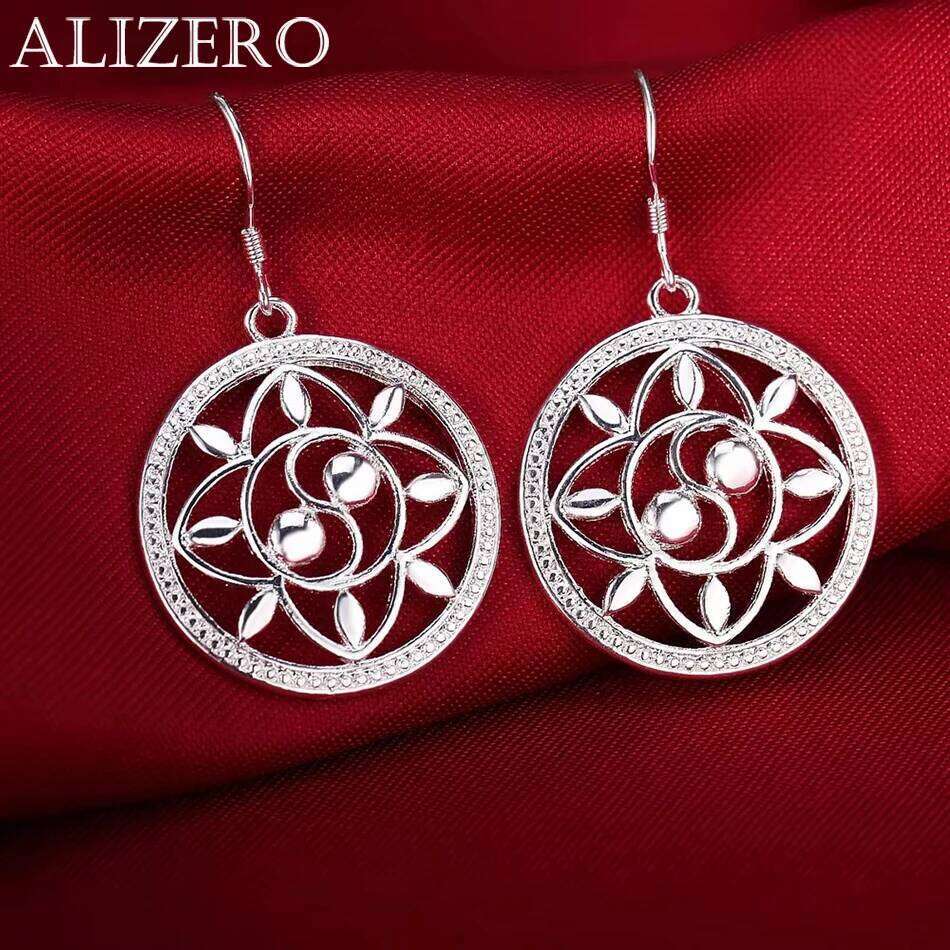 Fashion 925 Sterling Silver Pretty classic circle drop Earrings for Women High Quality Wedding Party Jewelry Christmas Gifts 897f5