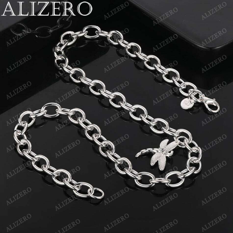 ALIZERO 925 Sterling Silver Necklaces 18 Inch Lobster Clasp Chain Dragonfly Pendant Necklace For Women Men Fashion Fine Jewelry 9a28a