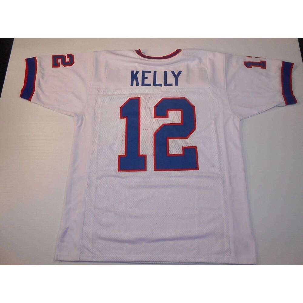 CUSTOM Sewn Stitched Jim Kelly White Football Jersey Add any name number size XS-5XL 6XL