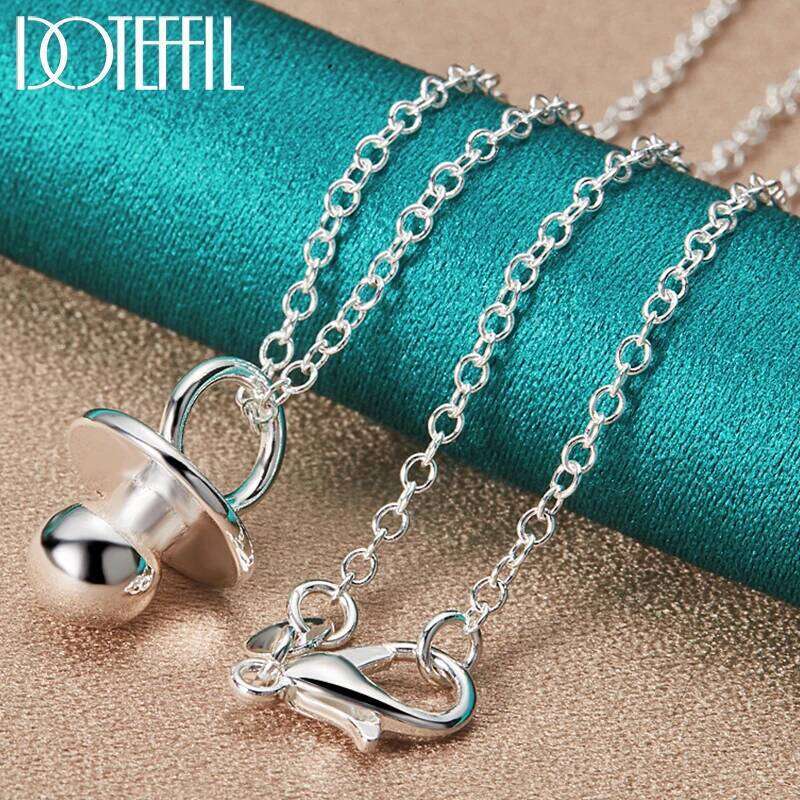 DOTEFFIL 925 Sterling Silver Pacifier Round Beads Pendant Necklace 18-30 Inch Chain For Woman Wedding Engagement Fashion Jewelry eea71