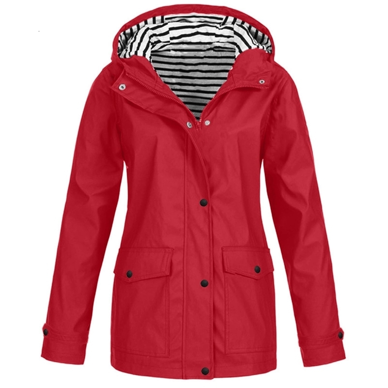 Women Solid Rain Heat Retaining Jacket Outdoor Plus Size Waterproof Hooded Raincoat Windproof Hiking Climb Mountains Coat251219ww