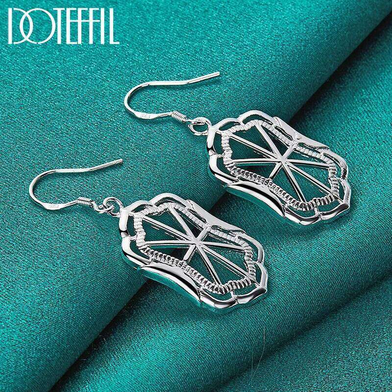 DOTEFFIL Geometric Drop Earrings 925 Sterling Silver Lady Wedding Engagement Party Fashion Jewelry 9cf00