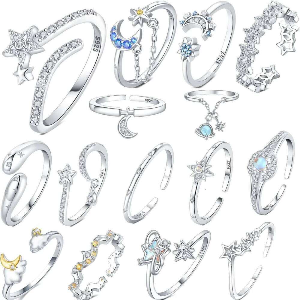 Orstarry S925 Sterling Silver Sparkling Star Zircon Opening For Women Original Finger Ring Jewelry Party Fine Trendy Gifts 5e134