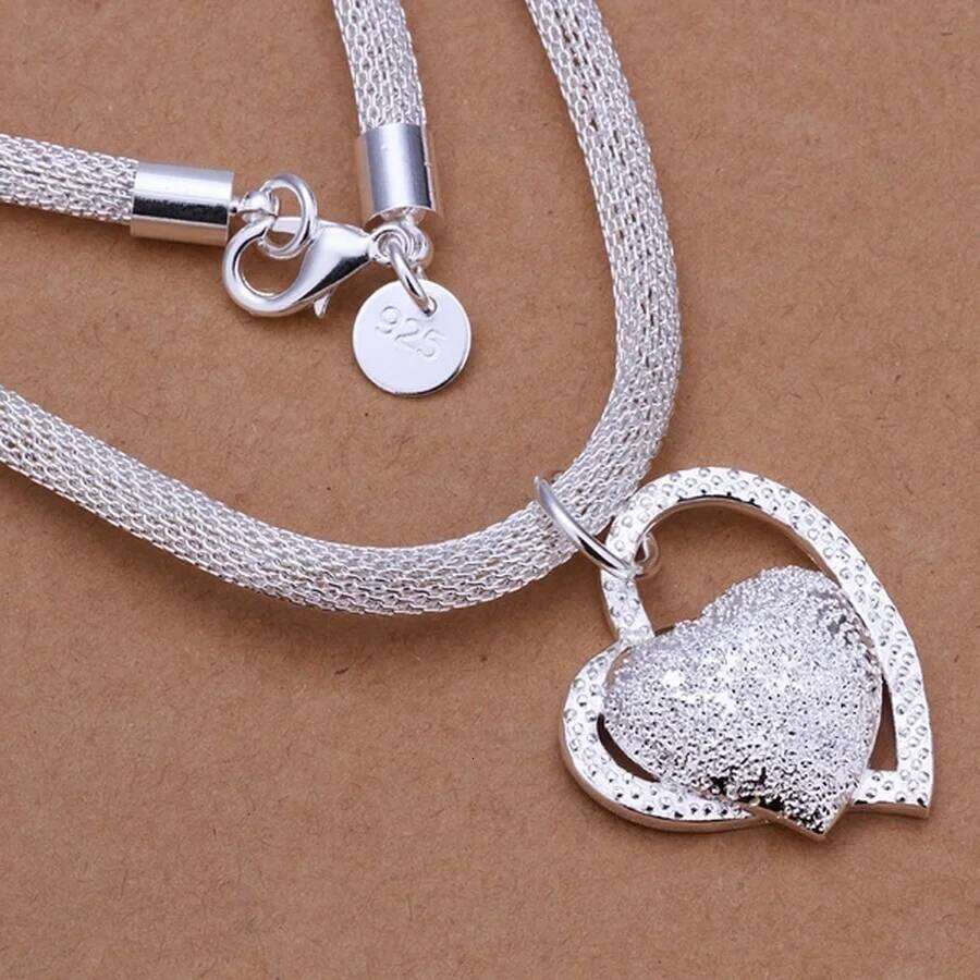 925 Sterling Silver Necklace Gorgeous Charm Fashion Heart Wedding Lady Love for Women Noble Luxury 18 Inches 45cm Jewelry 6c0ab