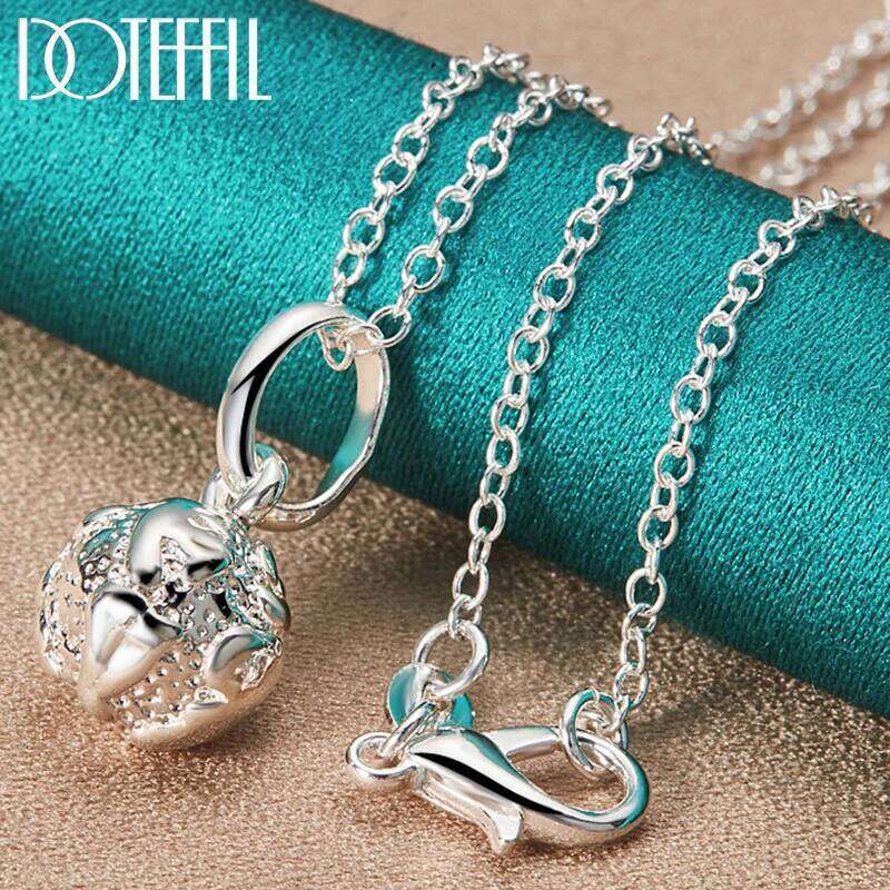 DOTEFFIL Ball Pendant Necklace 925 Sterling Silver For Women Wedding Engagement Fashion Charm Jewelry 9483c