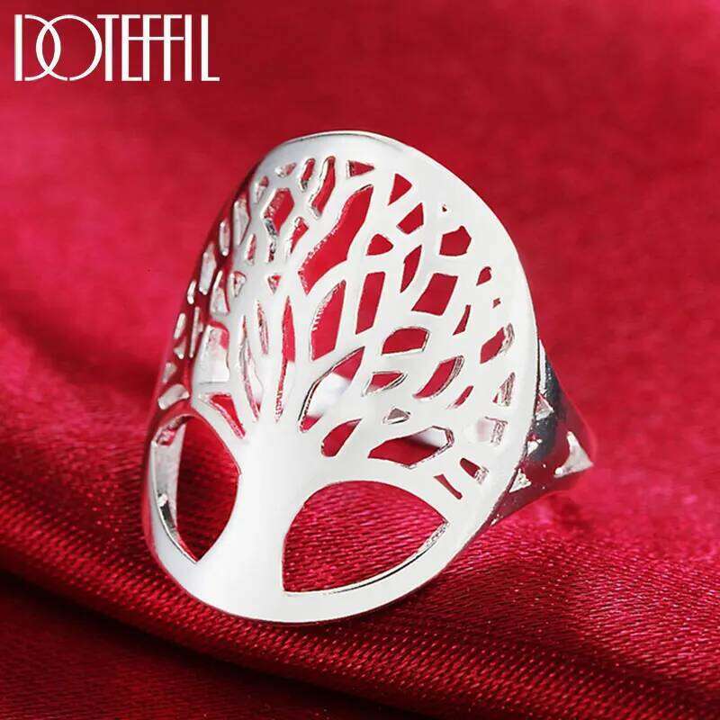 DOTEFFIL 925 Sterling Silver Trees Ring Man For Women Fashion Wedding Engagement Party Gift Charm Jewelry ee7bd