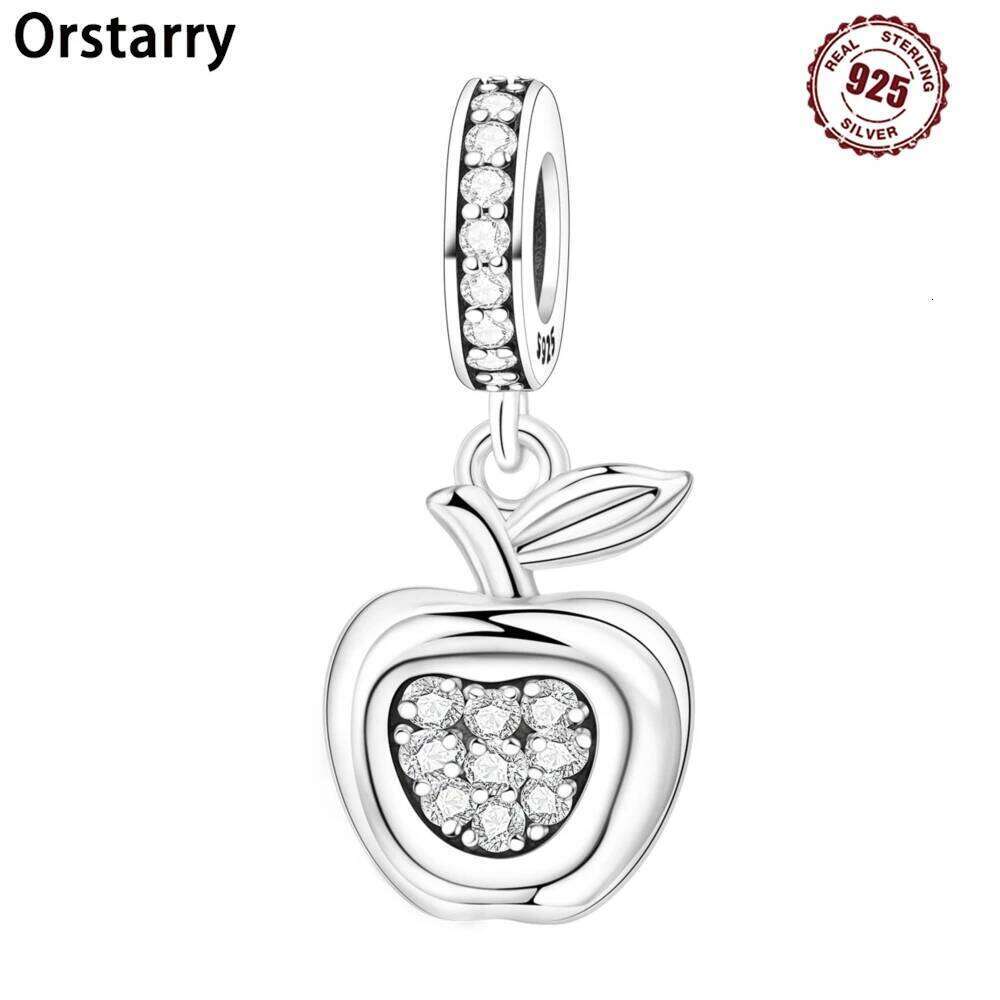 Orstarry 925 Sterling Silver Apple Fruit Original Pendants Bracelet Charms Fit Jewelry Party Beads DIY Fine Gifts Accessory ffdf6