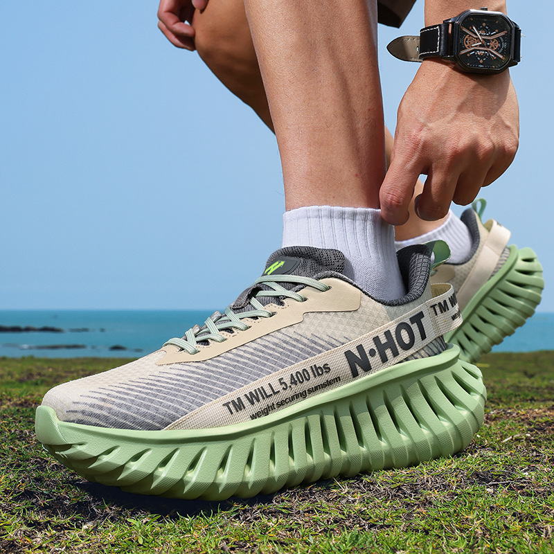 Luxury Brand Designer Shoes NHOT 2026 Men's Knit Running Shoes Breathable Platform Sneakers For Marathon