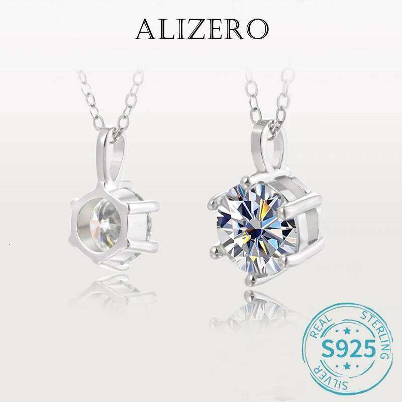 ALIZERO 2.0ct Round Cut D Color Moissanite For Women Fine Jewelry with GRA 925 Sterling Sliver Diamond Pendant Necklace bfa64