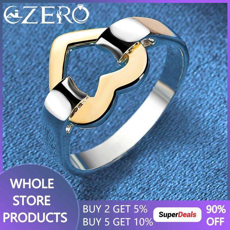 High Quality 925 Sterling Silver Gold Romantic Heart Rings 7-10 Size For Women Man Couple Gifts Fashion Wedding Party Jewelry 2644c